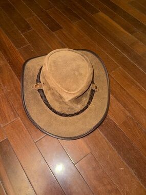 Brown Suede Outback Cowboy Hat with Braided Band